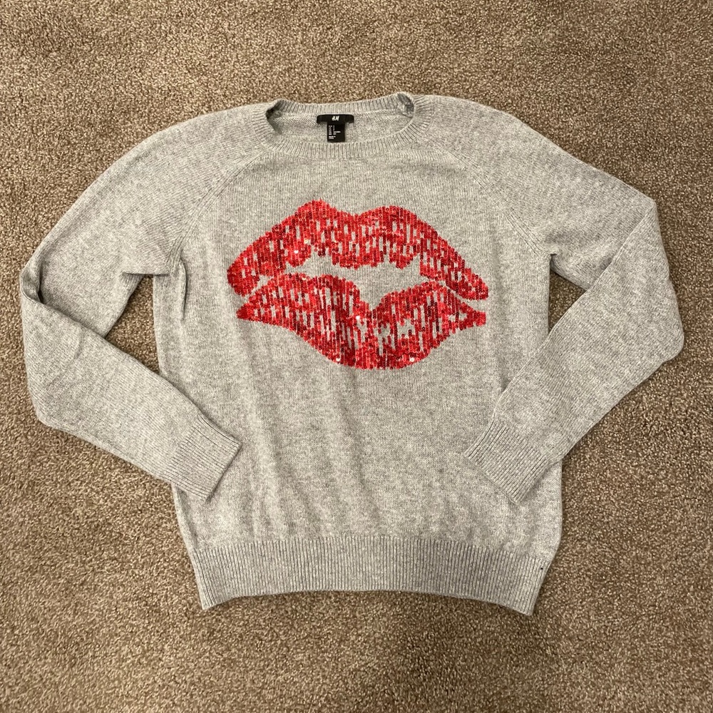 H&M Sequin Lips Sweater